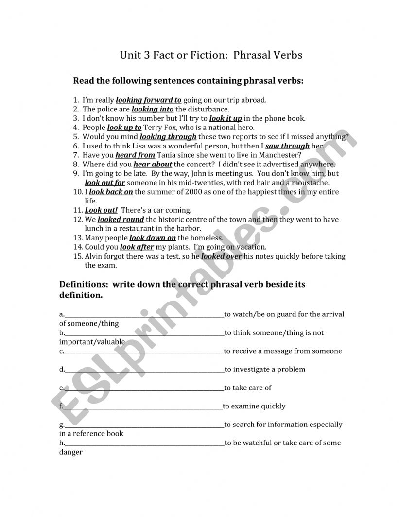 phrasal verbs worksheet