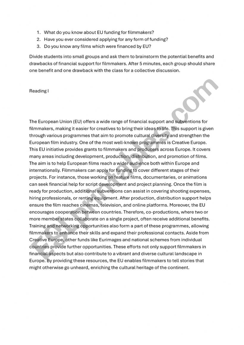 EU funds worksheet