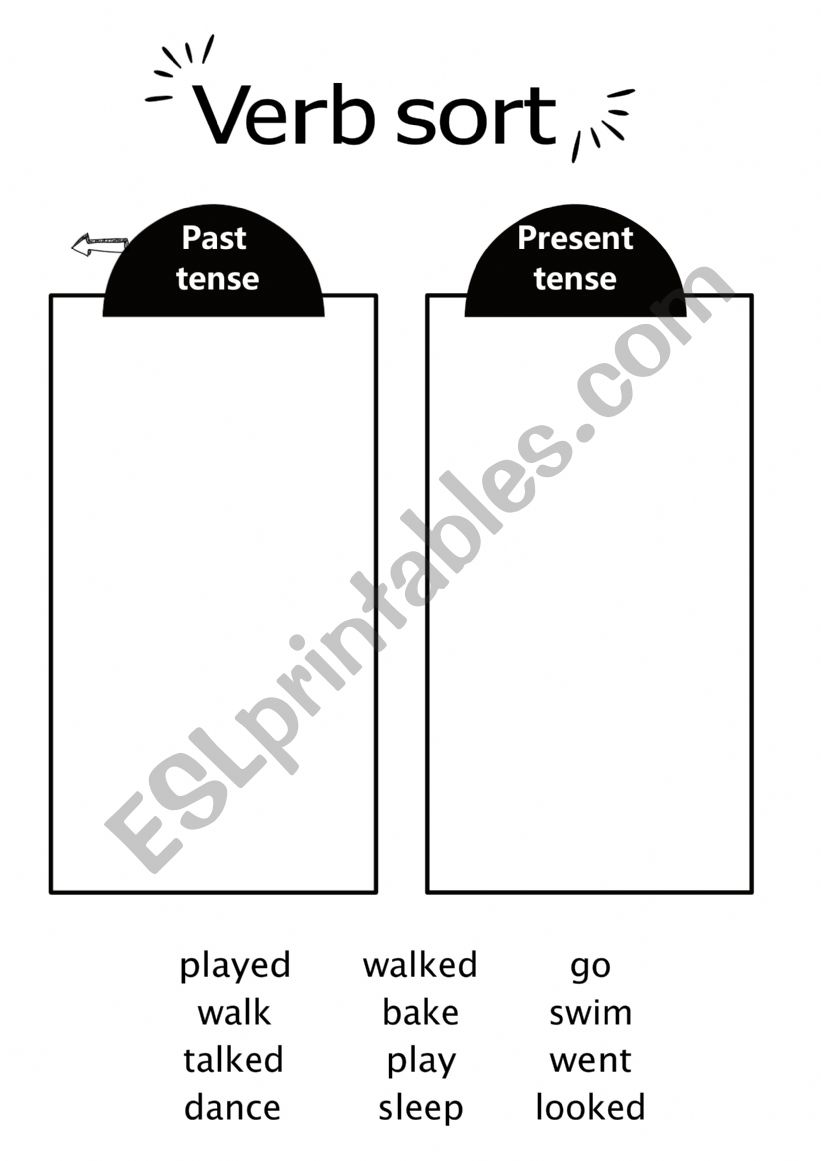 Verb sort - present/past worksheet