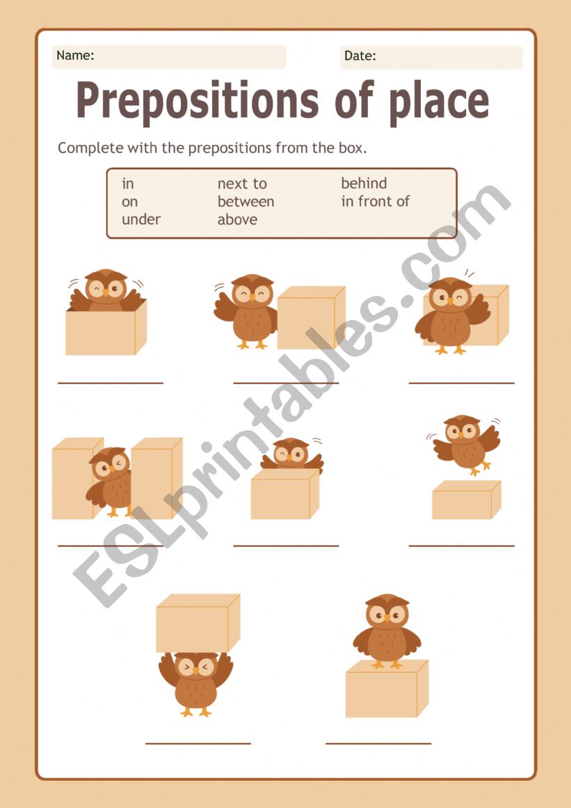 Prepositions worksheet