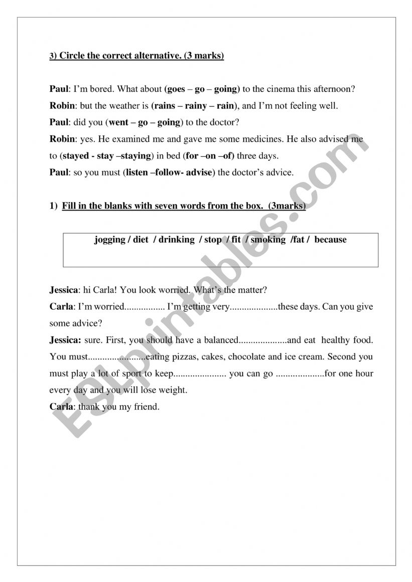 3d term test worksheet