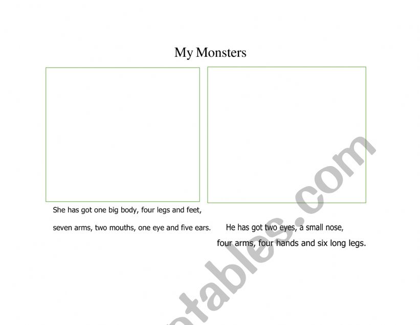 Parts of the body - My monsters