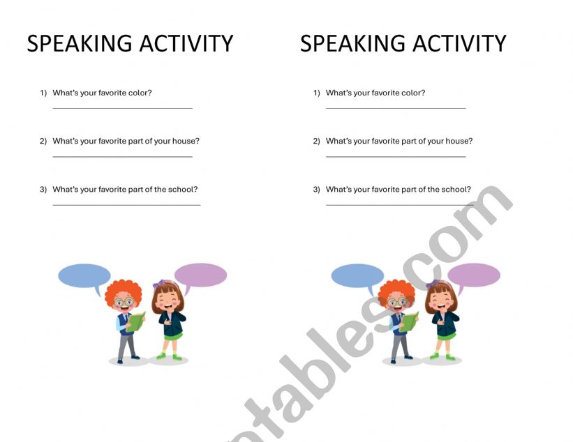 What�s your favorite? - SPEAKING ACTIVITY
