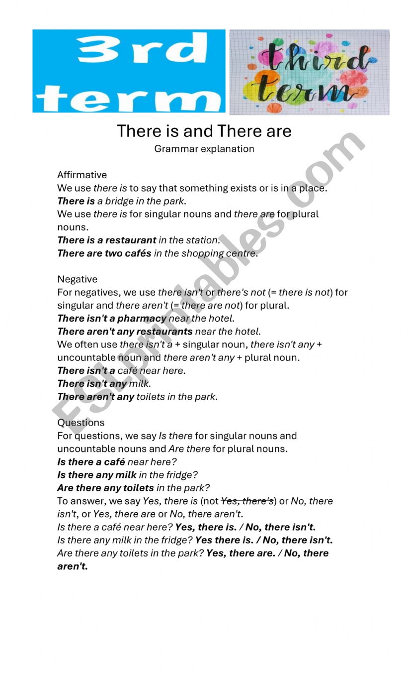 there is-are worksheet