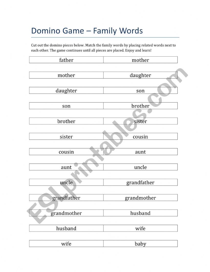domino worksheet