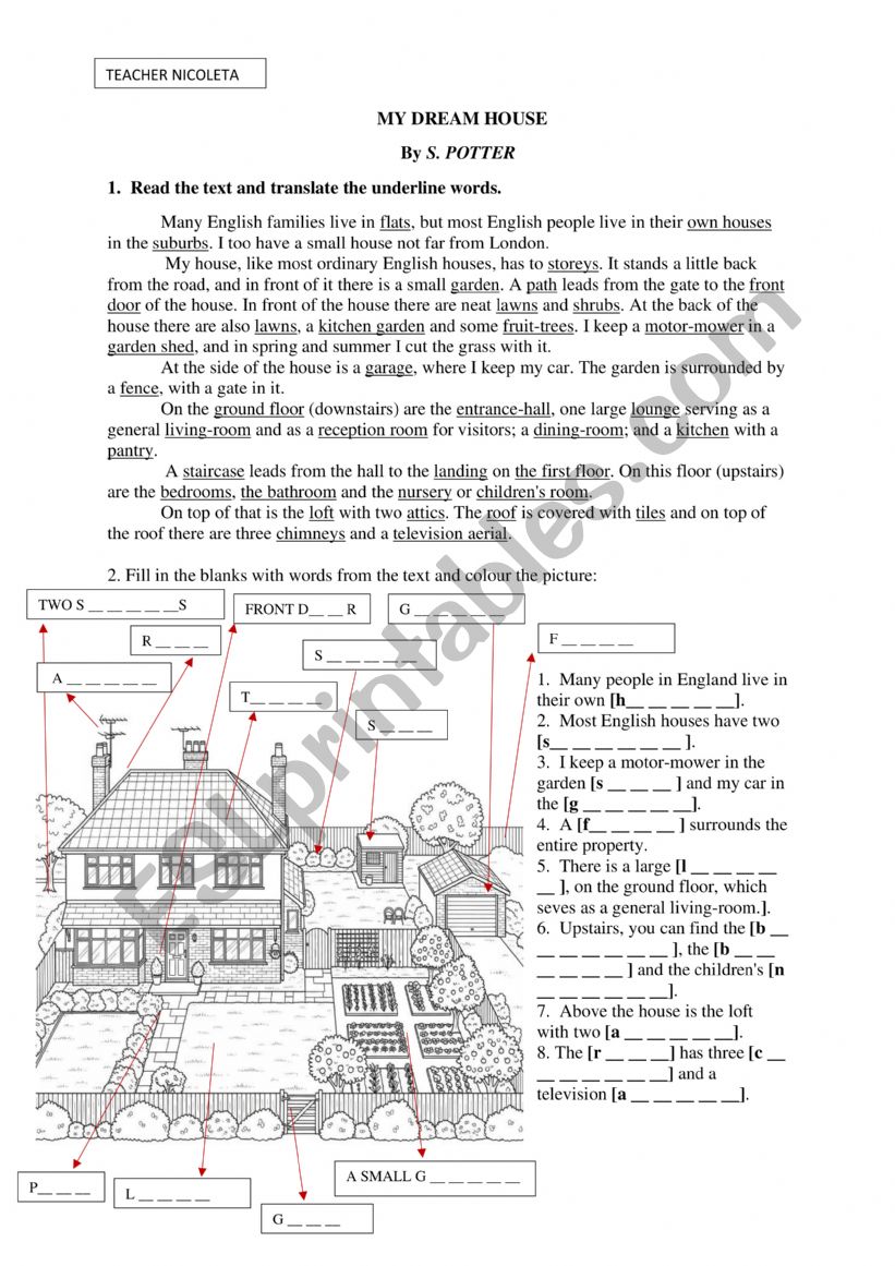 MY DREAM HOUSE worksheet