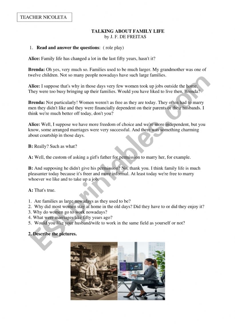 TALKING ABOUT FAMILY  worksheet