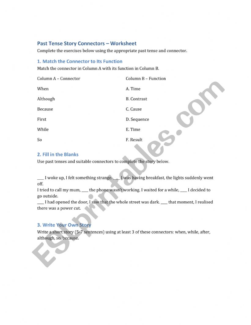 CONNECTORS  worksheet
