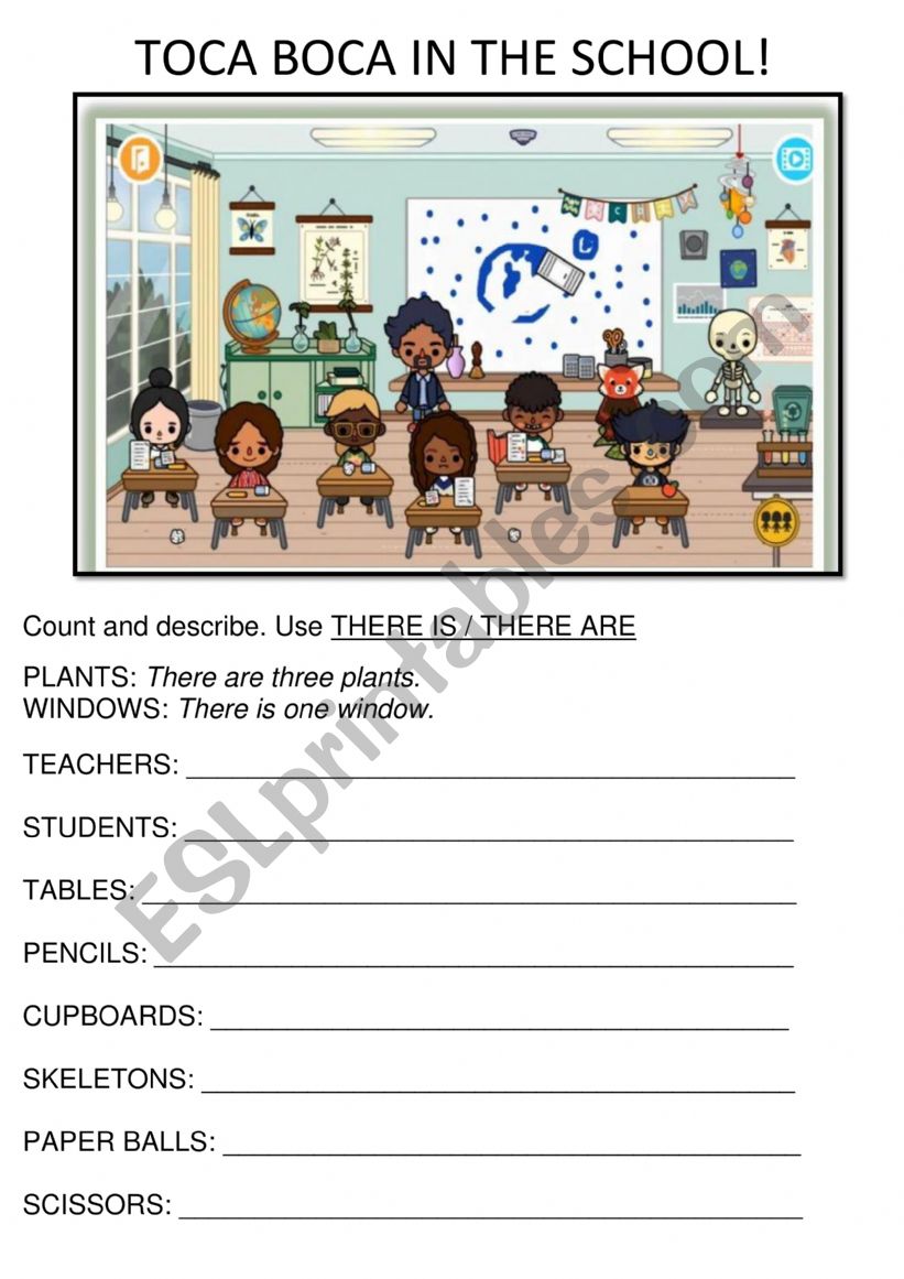Describe the classroom (Writing task) - Toca Boca