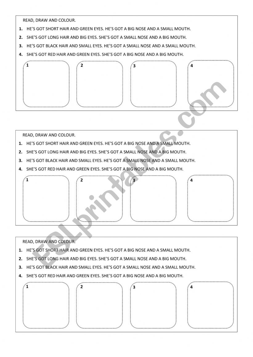 People�s description worksheet