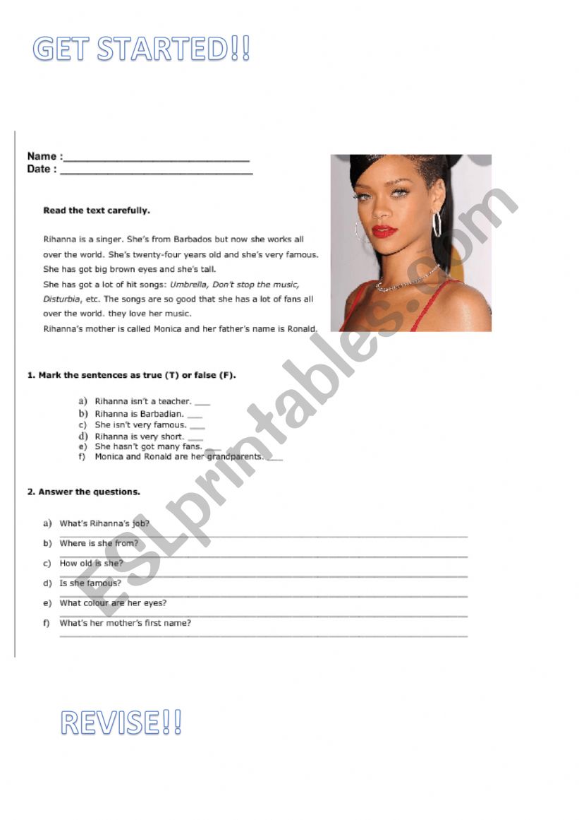 GET STARTED - FIRST DAYS REVISION
