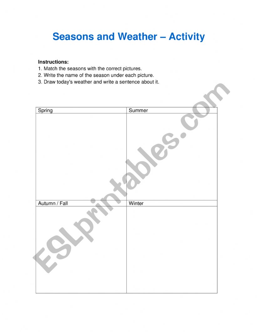 Season and Weather worksheet