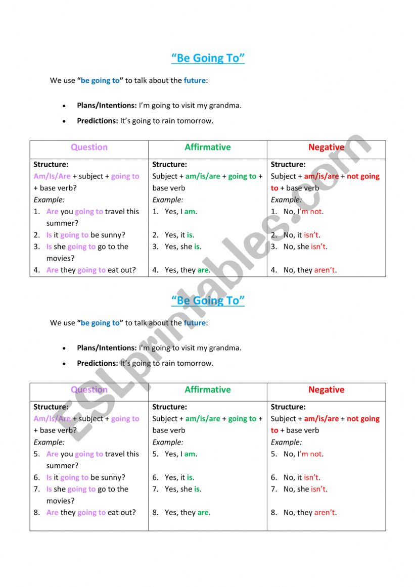be going to worksheet