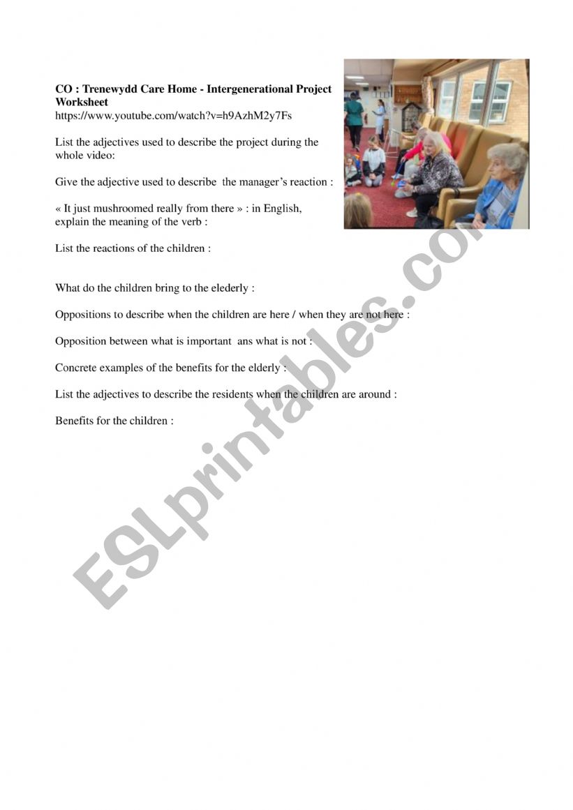 Intergenerational work worksheet