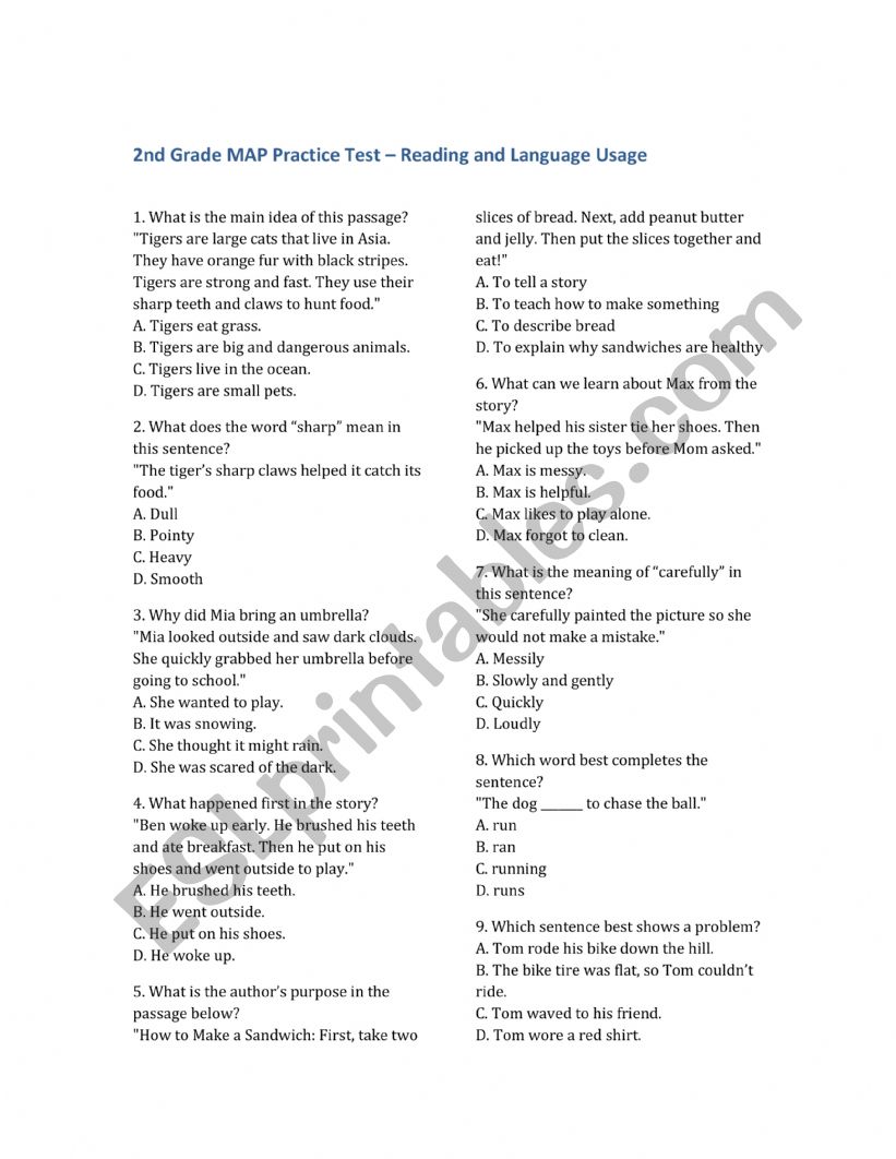 MAP PRACTICE worksheet