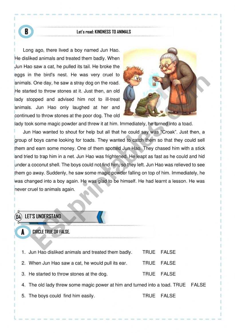 READING ABOUT KINDNESS - SIMPLE PAST