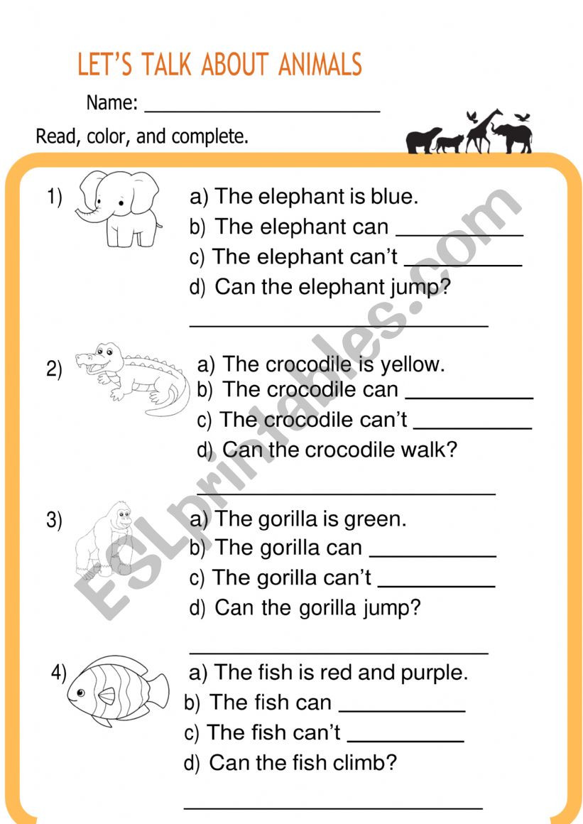 Talking About Animals worksheet