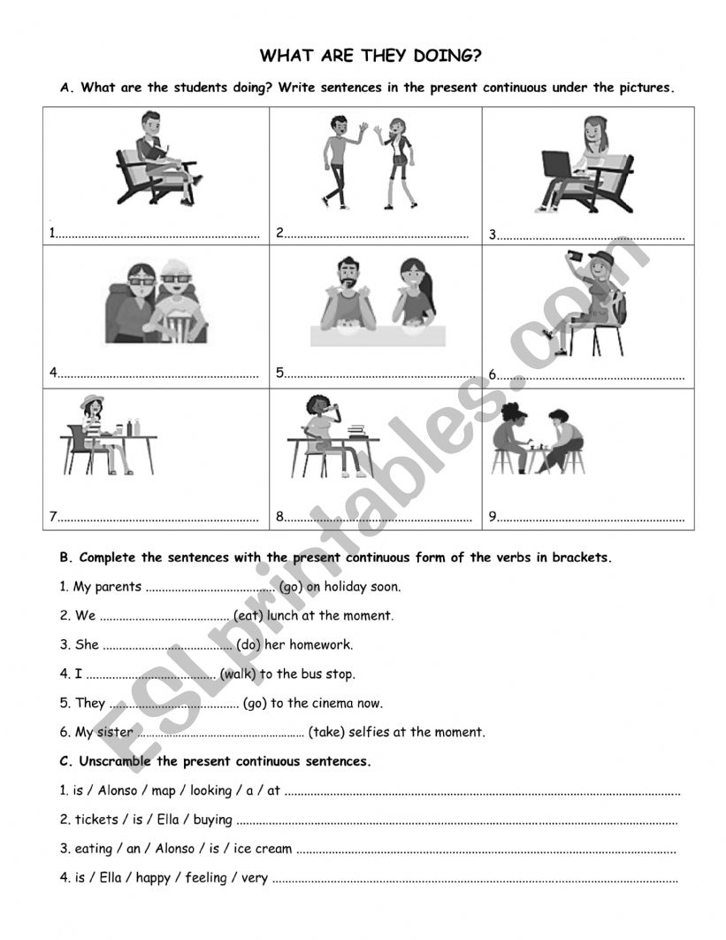 what are they doing? worksheet