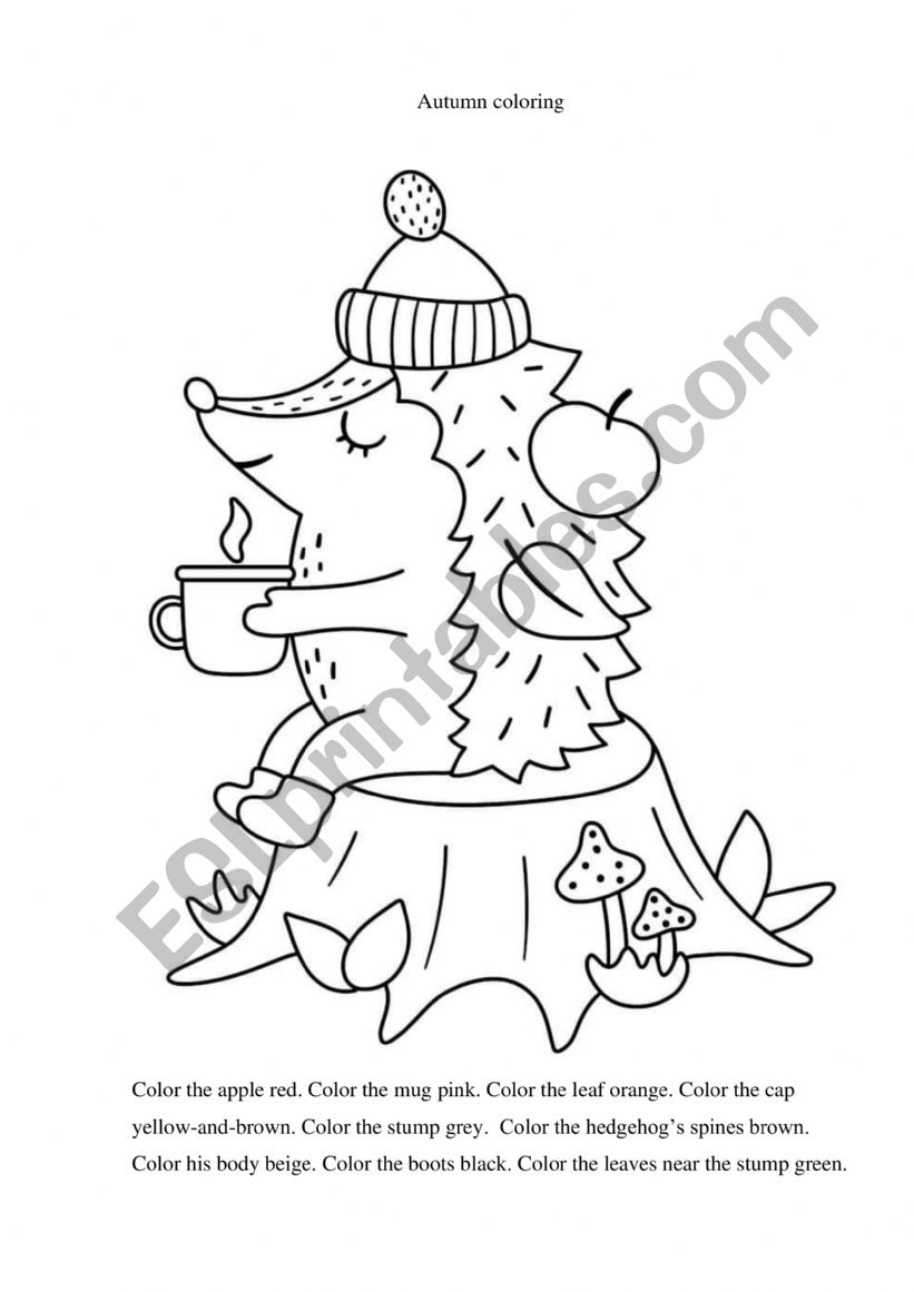 Autumn coloring worksheet