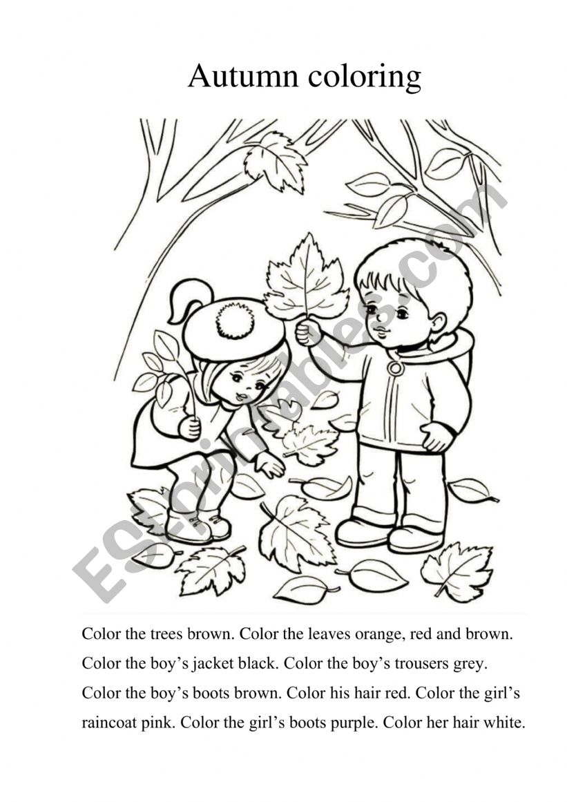 Autumn coloring worksheet