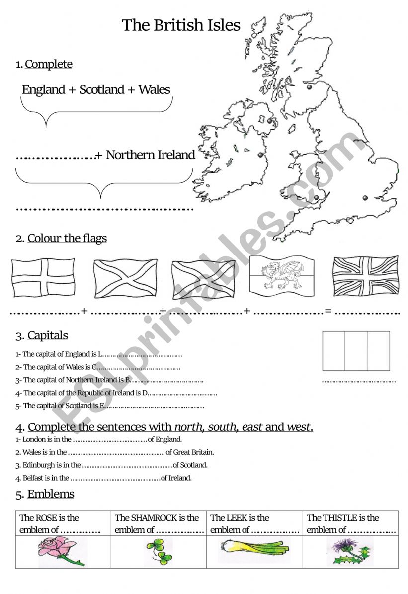 The British isles worksheet