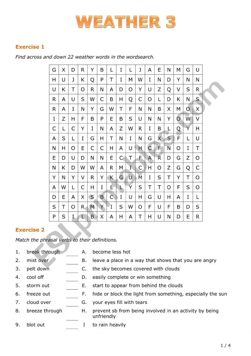 Weather 3 worksheet