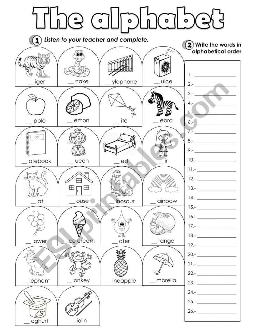 The alphabet worksheet