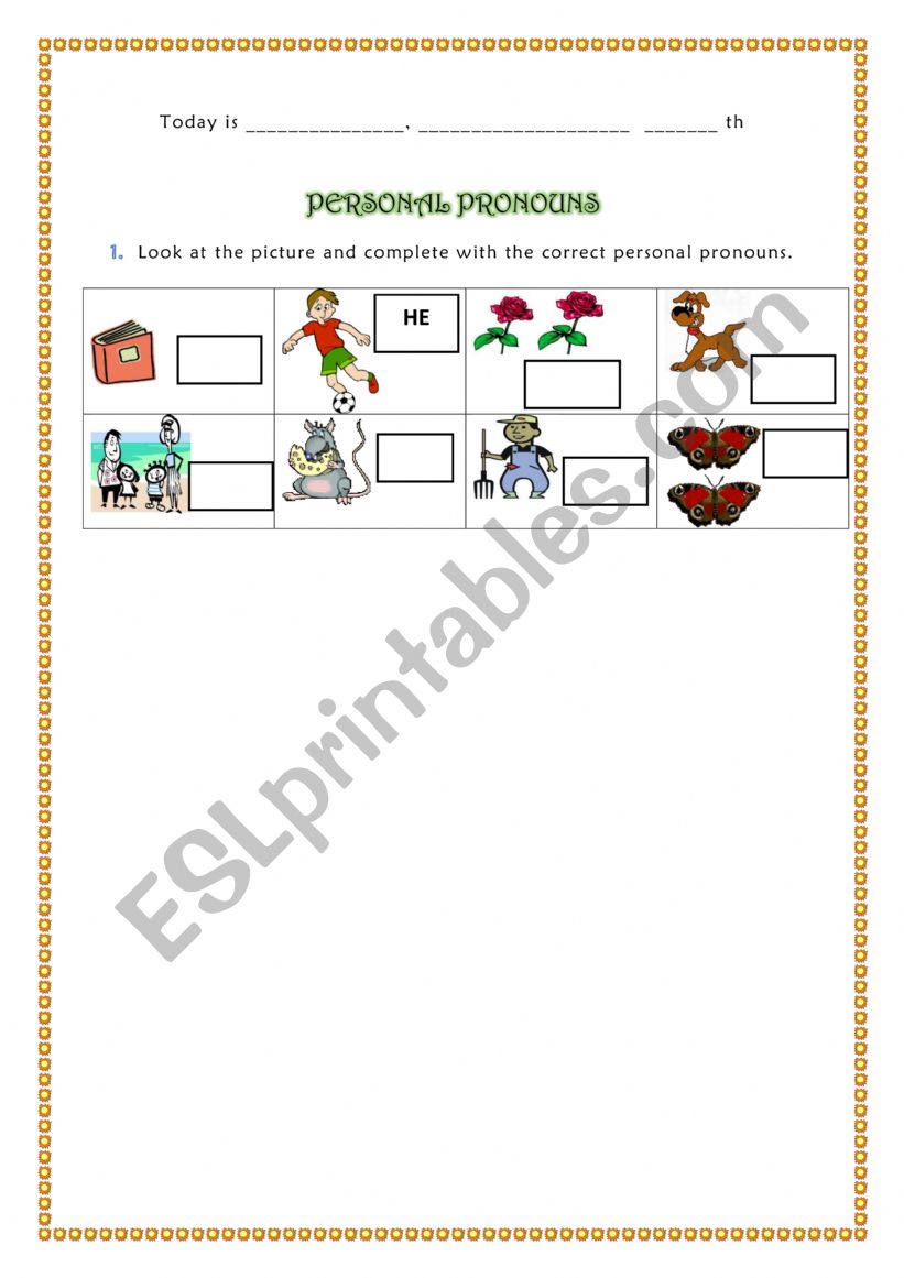 Personal Pronouns worksheet