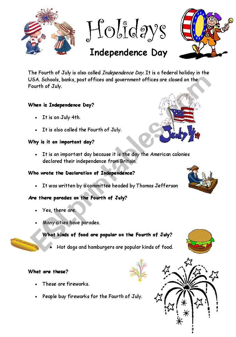 Independence Day worksheet