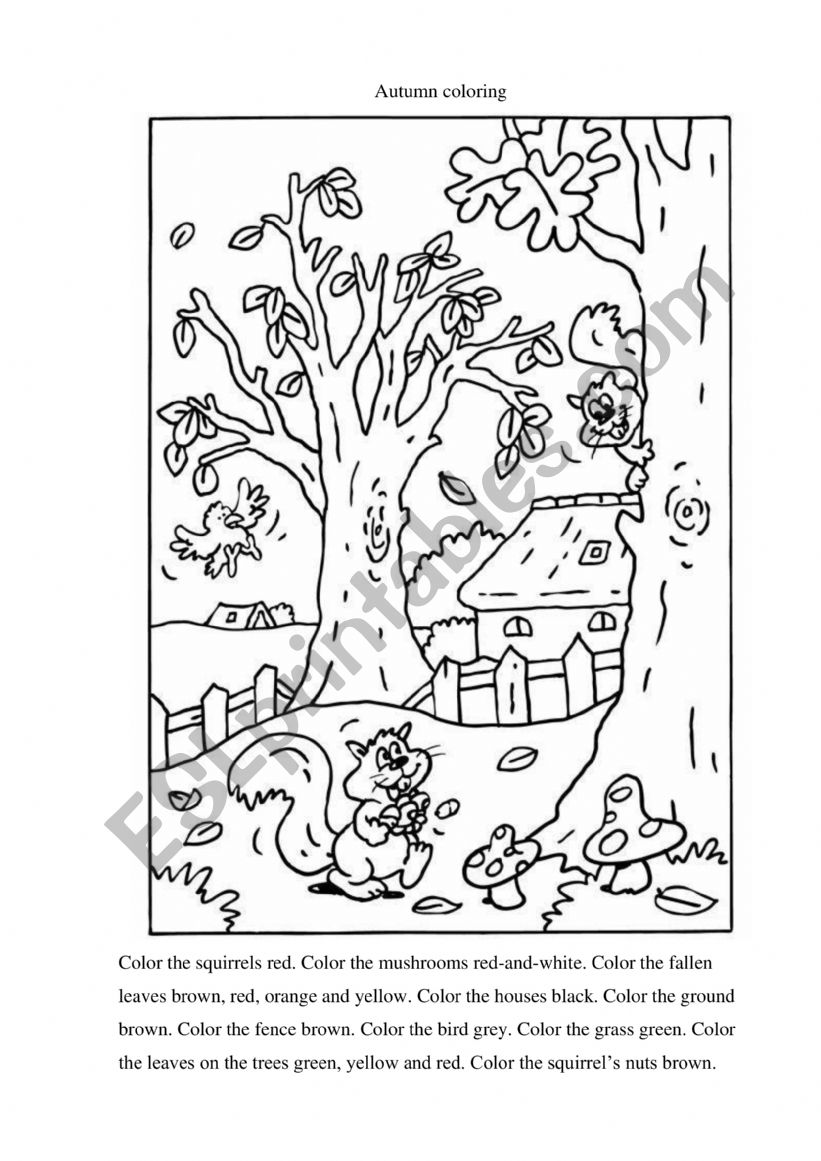 Autumn coloring worksheet
