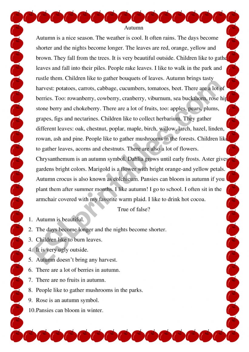 Autumn worksheet