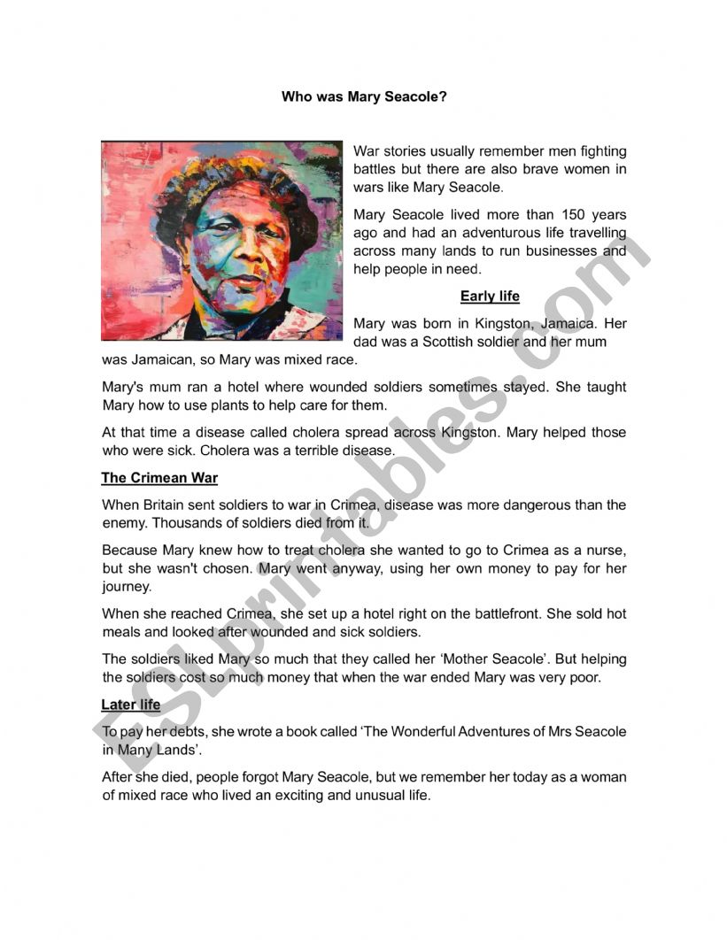 READING AND COMPREHENSION ACTIVITY