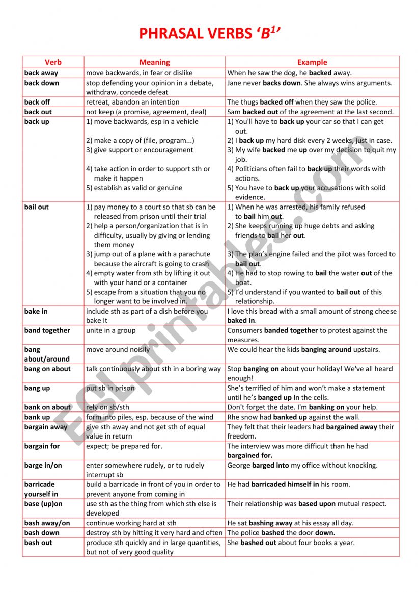 Phrasal verbs B1 worksheet
