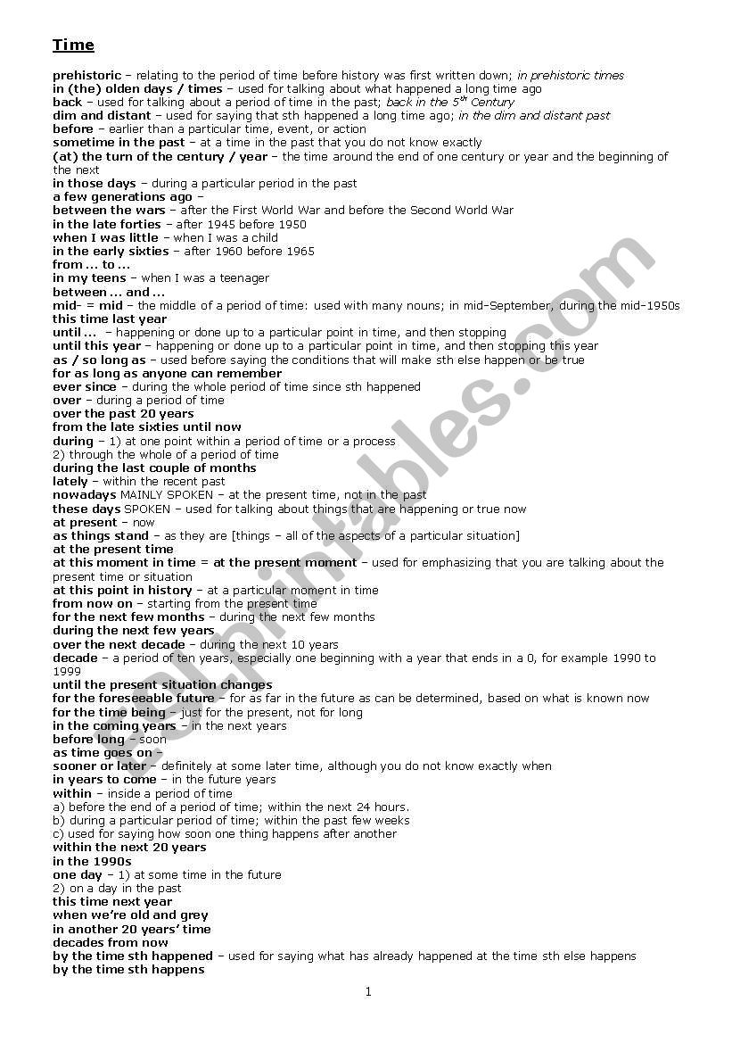 Time worksheet