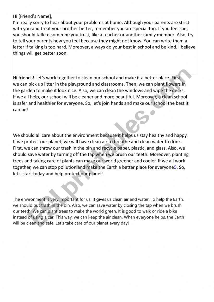 writings for third term / 8th formers