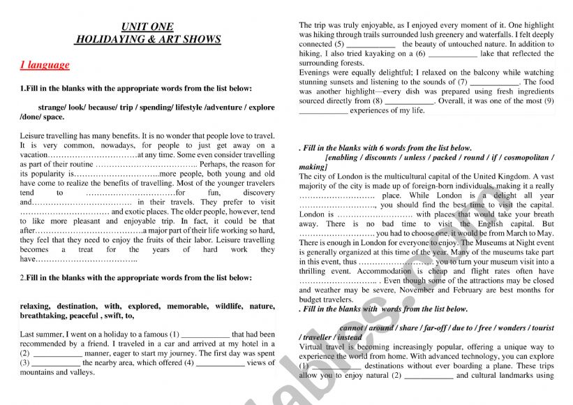 unit 1 / fourth year students grammar