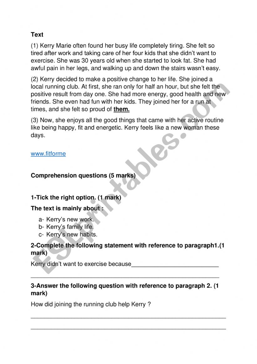 reading  comprehensio, worksheet