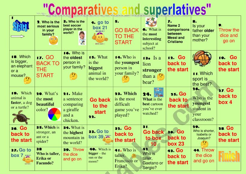 board game worksheet