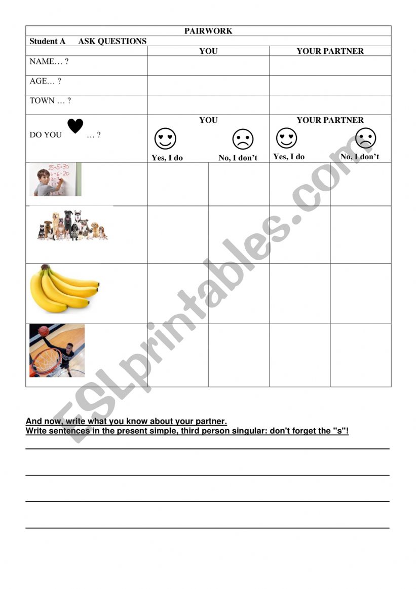 ASKING QUESTIONS PAIRWORK worksheet