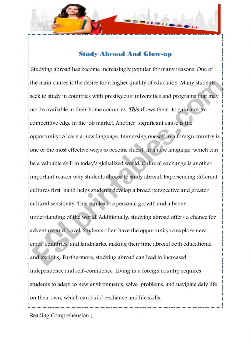 studying abroad worksheet