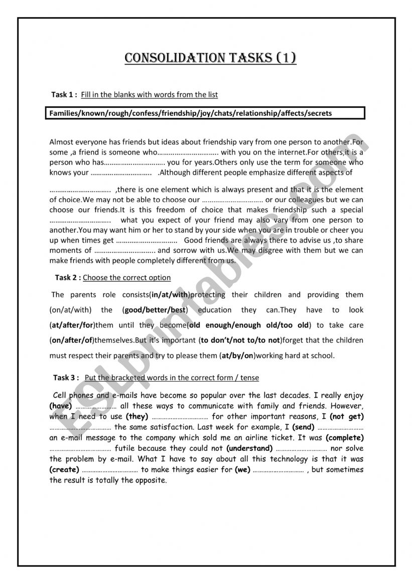 consolidation 1 worksheet