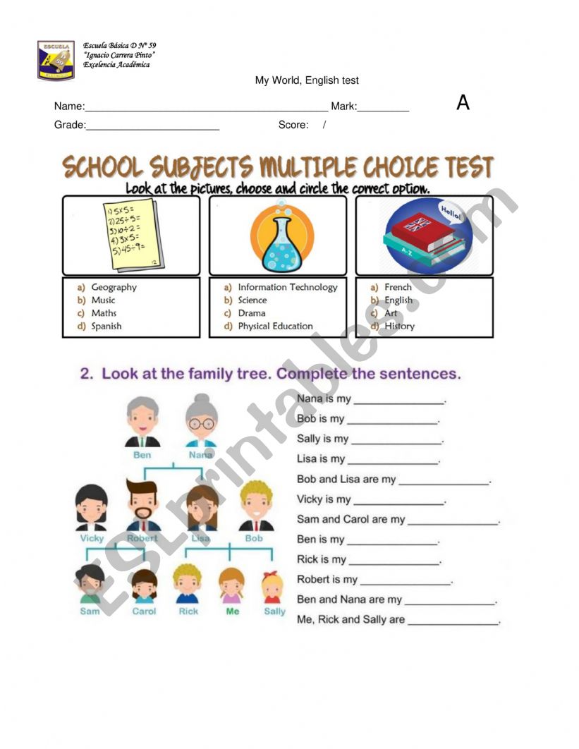 school worksheet