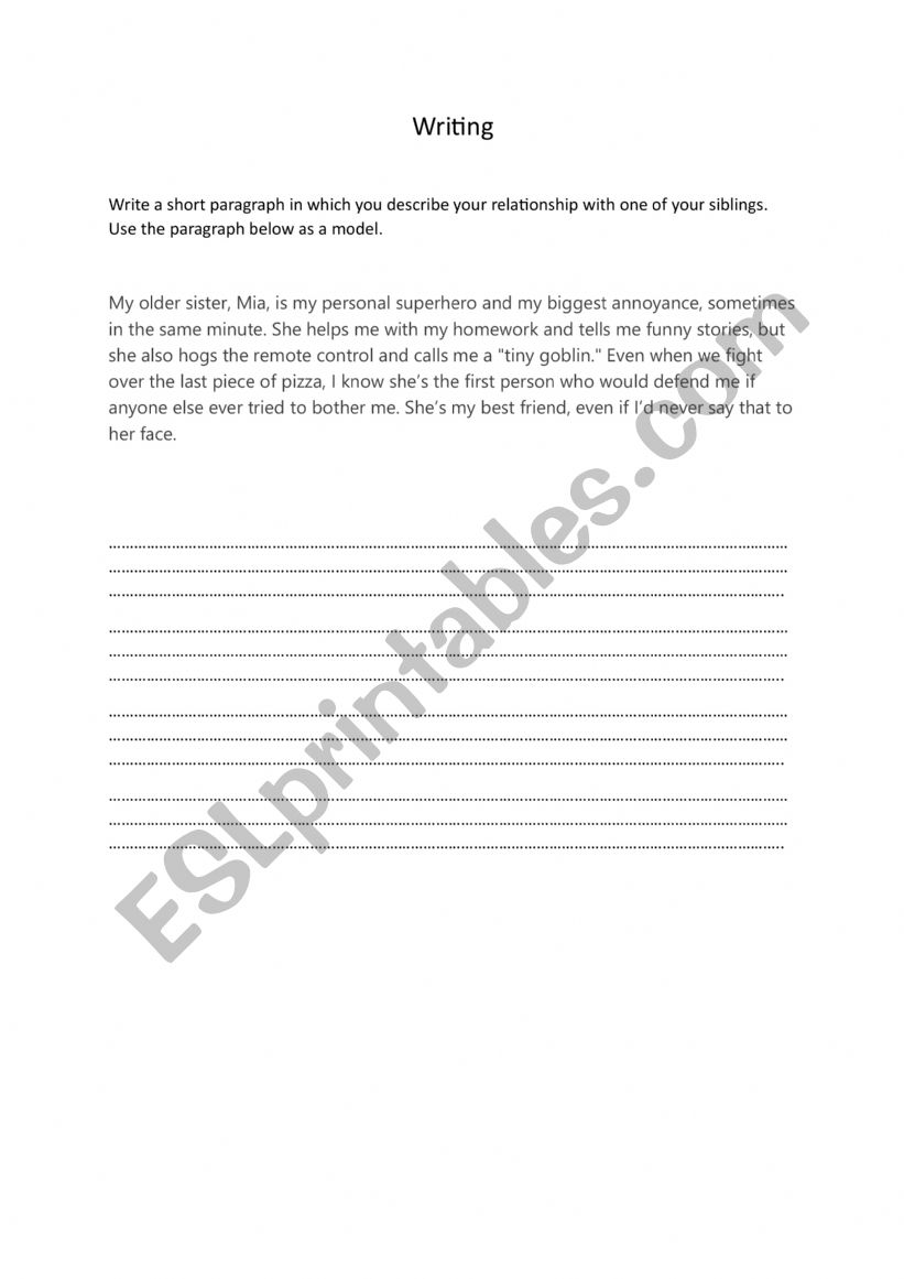 write a paragraph worksheet