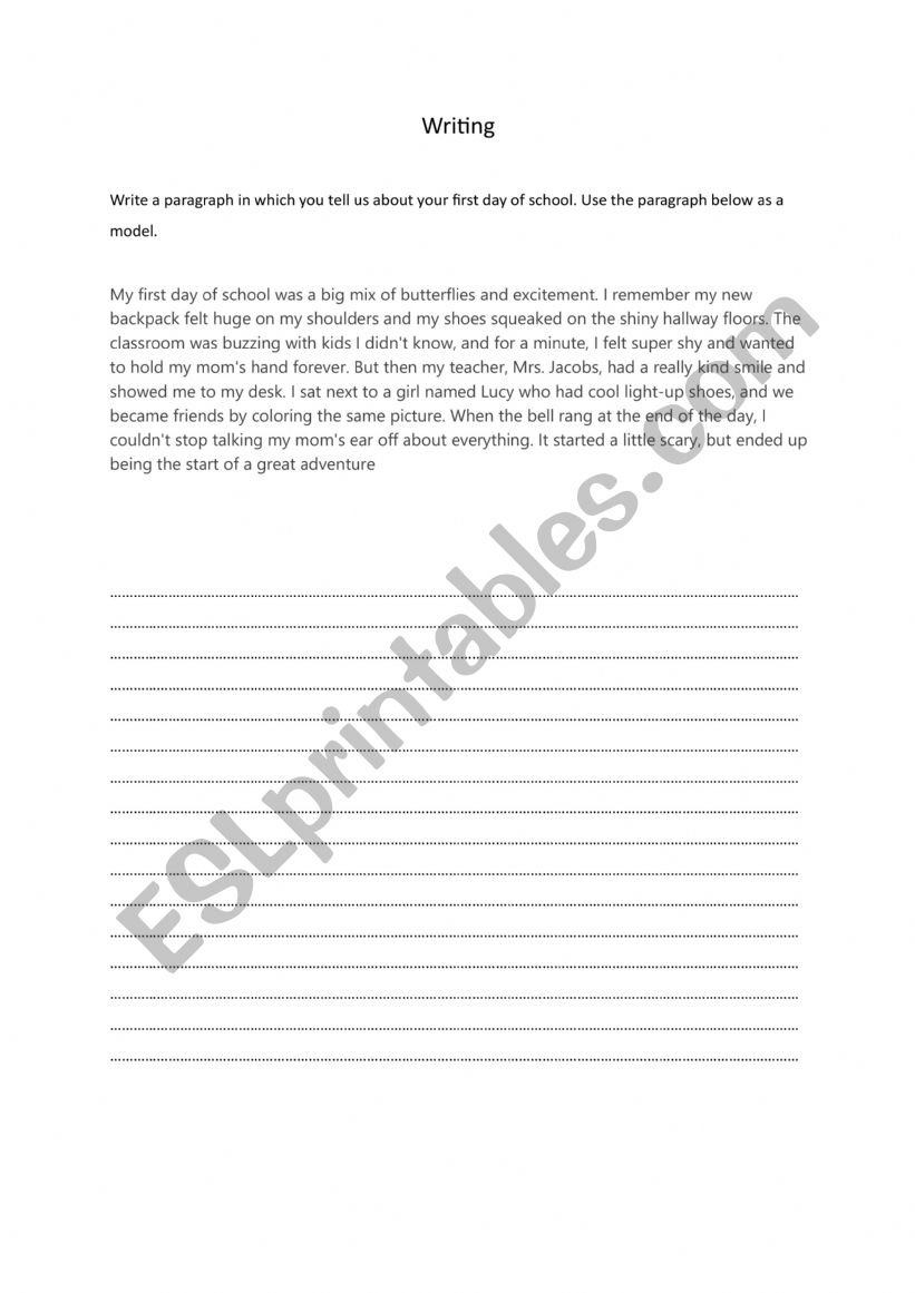 write a paragraph about first day of school