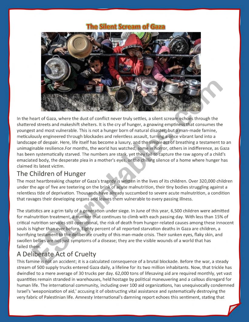 The Silent Scream of Gaza worksheet