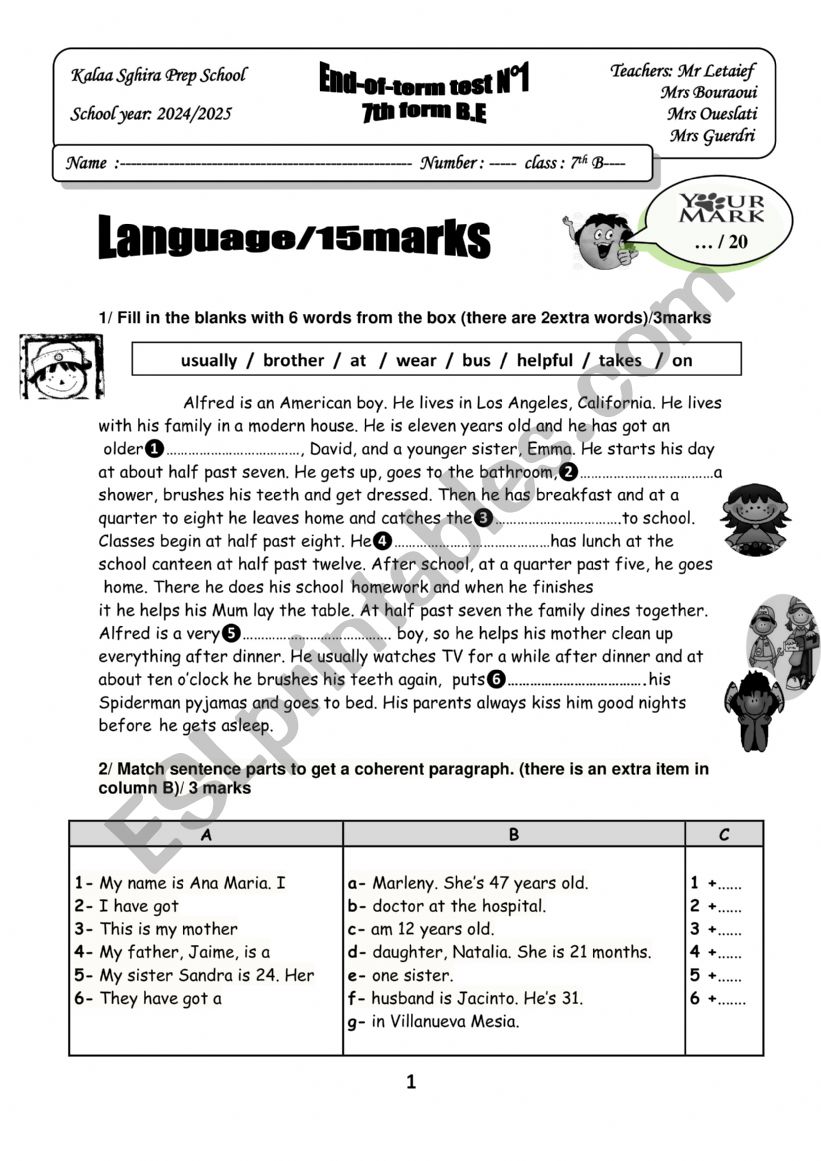 end of term 1 worksheet