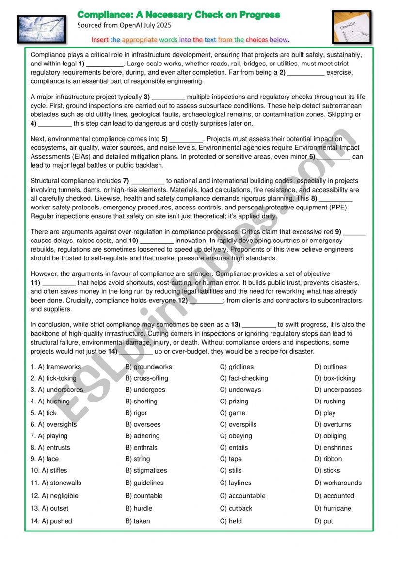 Compliance Article and video worksheet