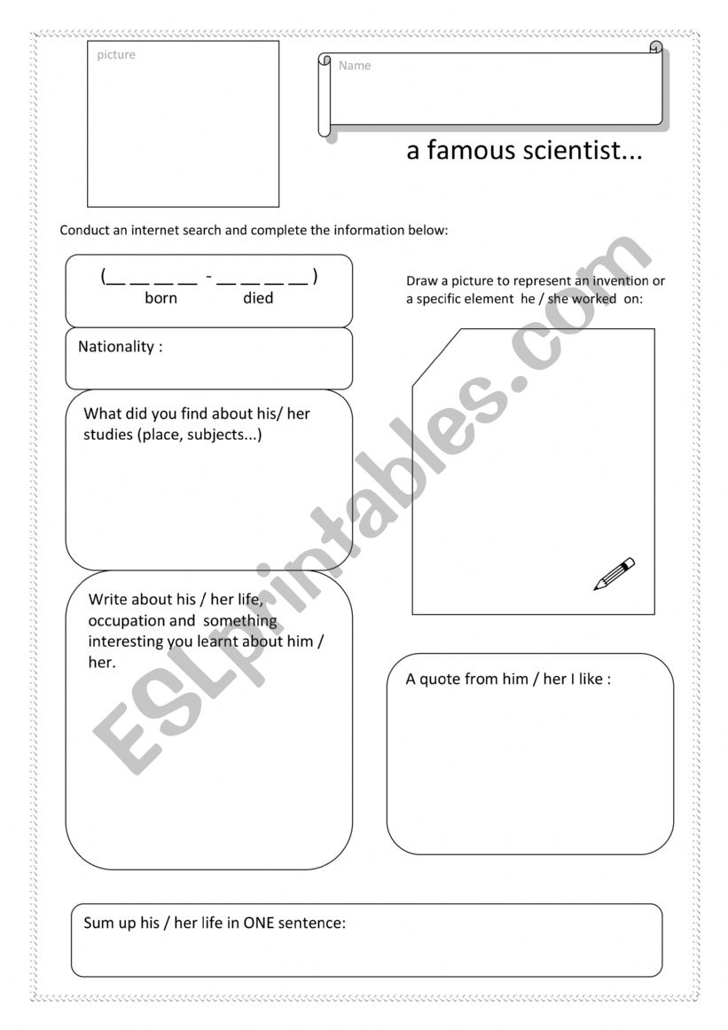 A famous scientist quest worksheet