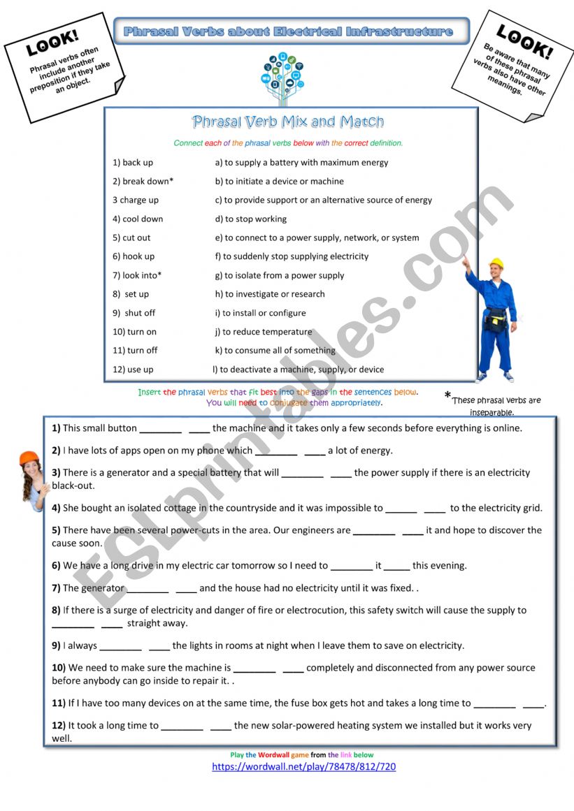 Phrasal Verbs about Electrical Infrastructure 