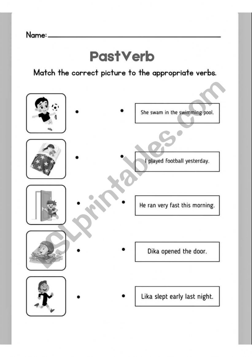 past verb worksheet